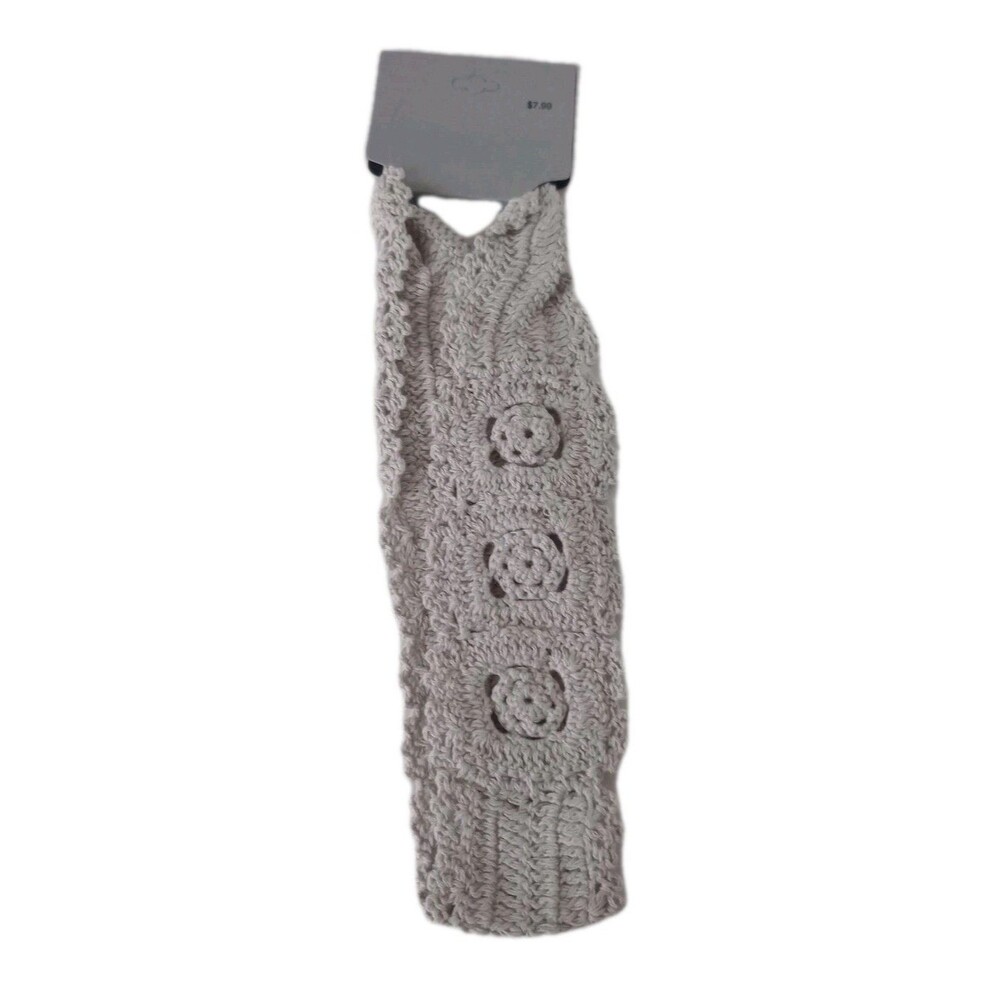 NWT Gray Elastic Crochet Knit Headband One Size Fits Most